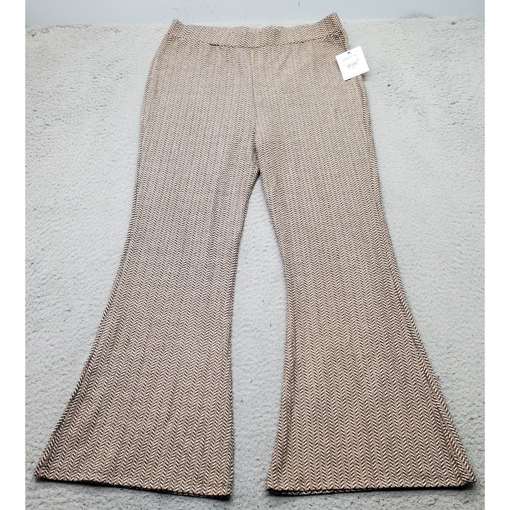 O'Neill Lina Flare Pants Women XL Multi Herringbone Casual Flat Front High Waist